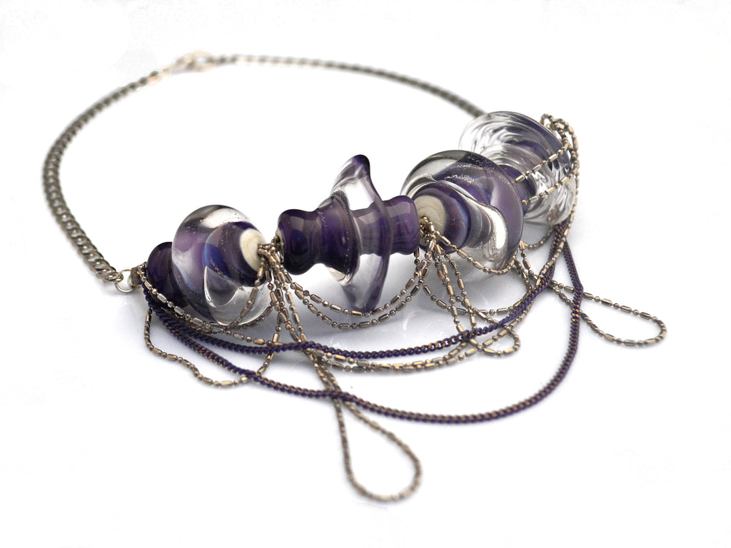 Purple glass art designer necklace
