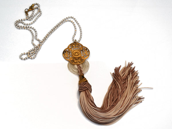 Golden glass vintage necklace