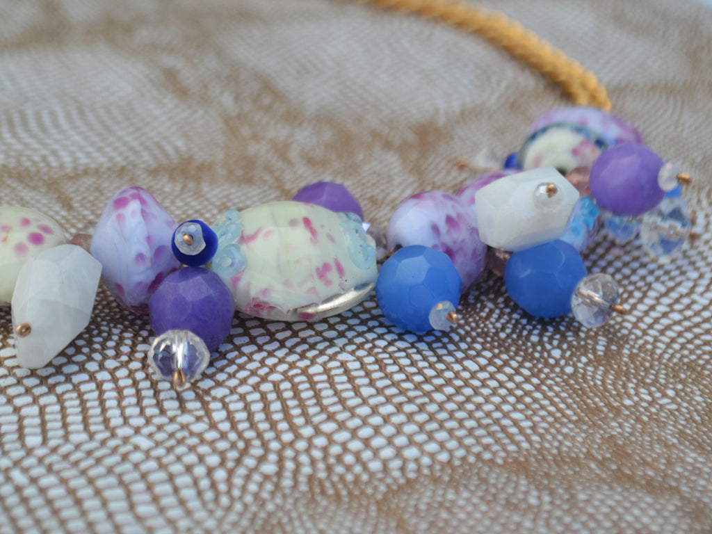 Bright glass art statement necklace