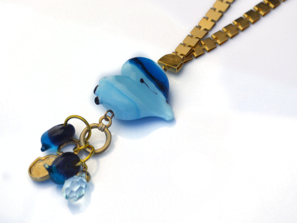 Light blue heart charm necklace