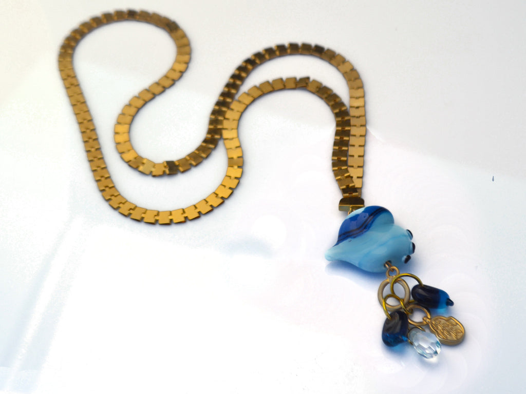 Light blue heart charm necklace