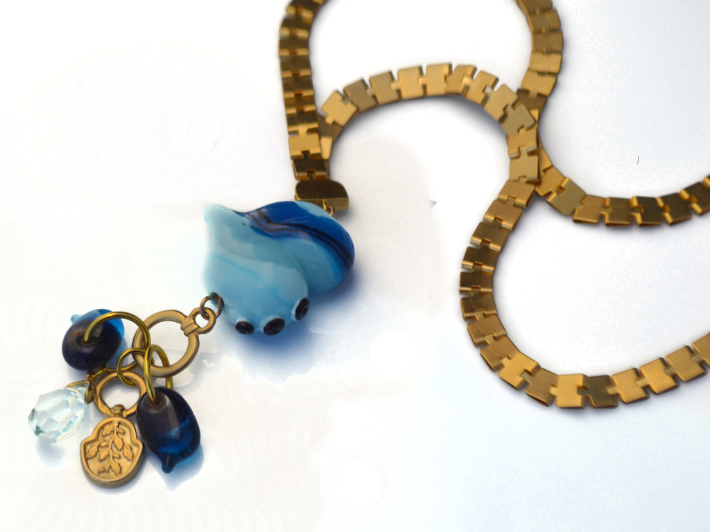 Light blue heart charm necklace