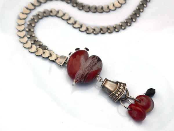 Red heart charm necklace