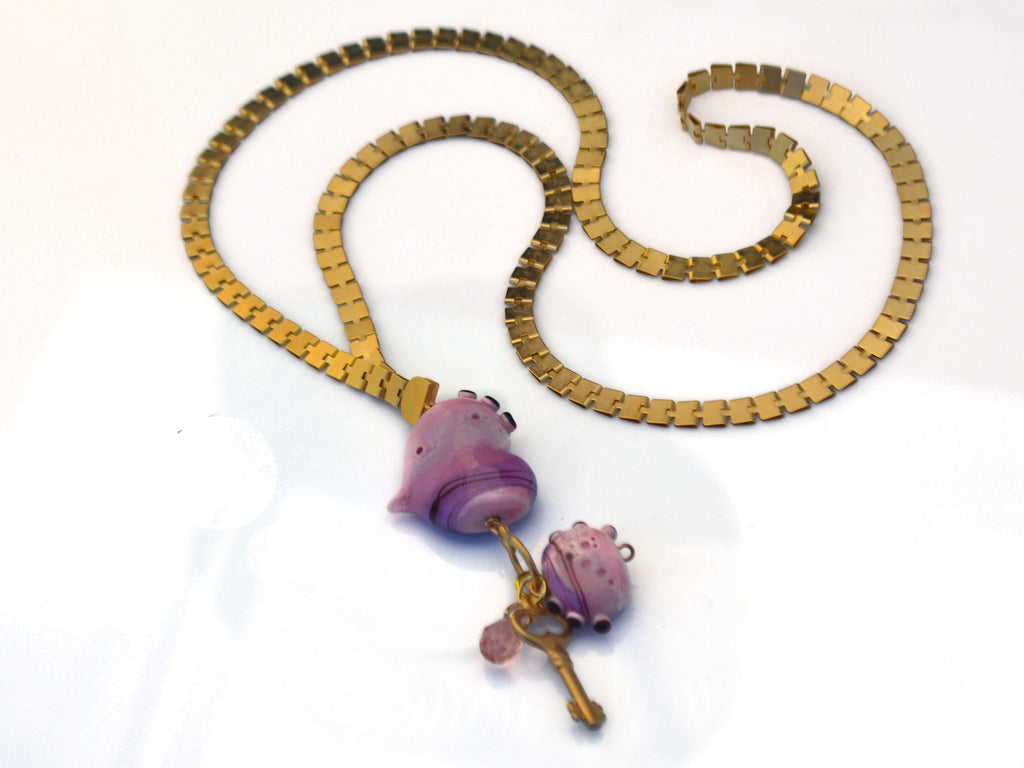 Light blue heart charm necklace