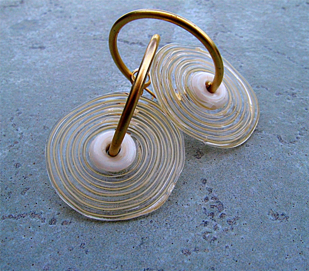 HOOPLA.  A pair of glass hoop earrings