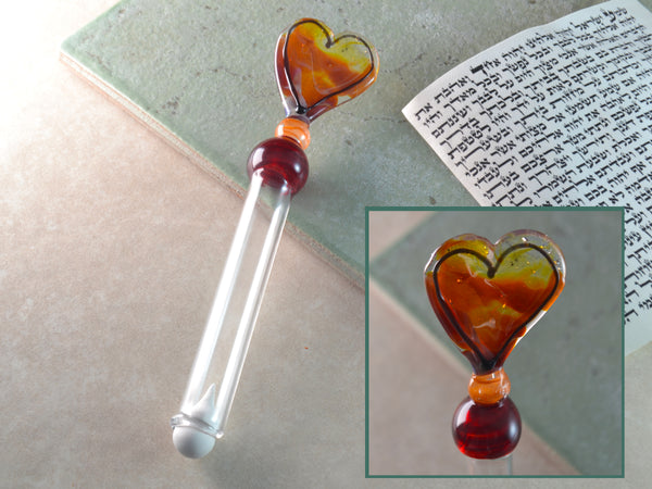 A heart glass Mezuzha