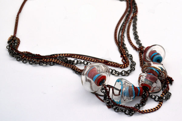 Cleopatra. Murano glass handmade statement necklace.